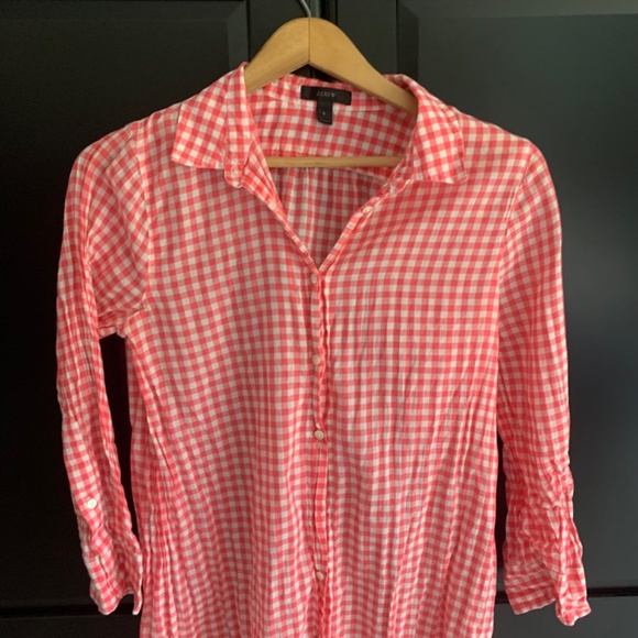Pink gingham J CREW Coverup - Picture 2 of 5